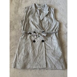 Jason Wu Sleeveless Blazer‎ Dress Linen Blend Belted Gray Size L